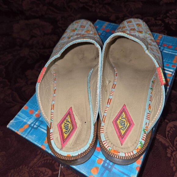 Oilily Floral Print Leather Mules Women's Size UK 40 US 9 - Picture 2 of 3